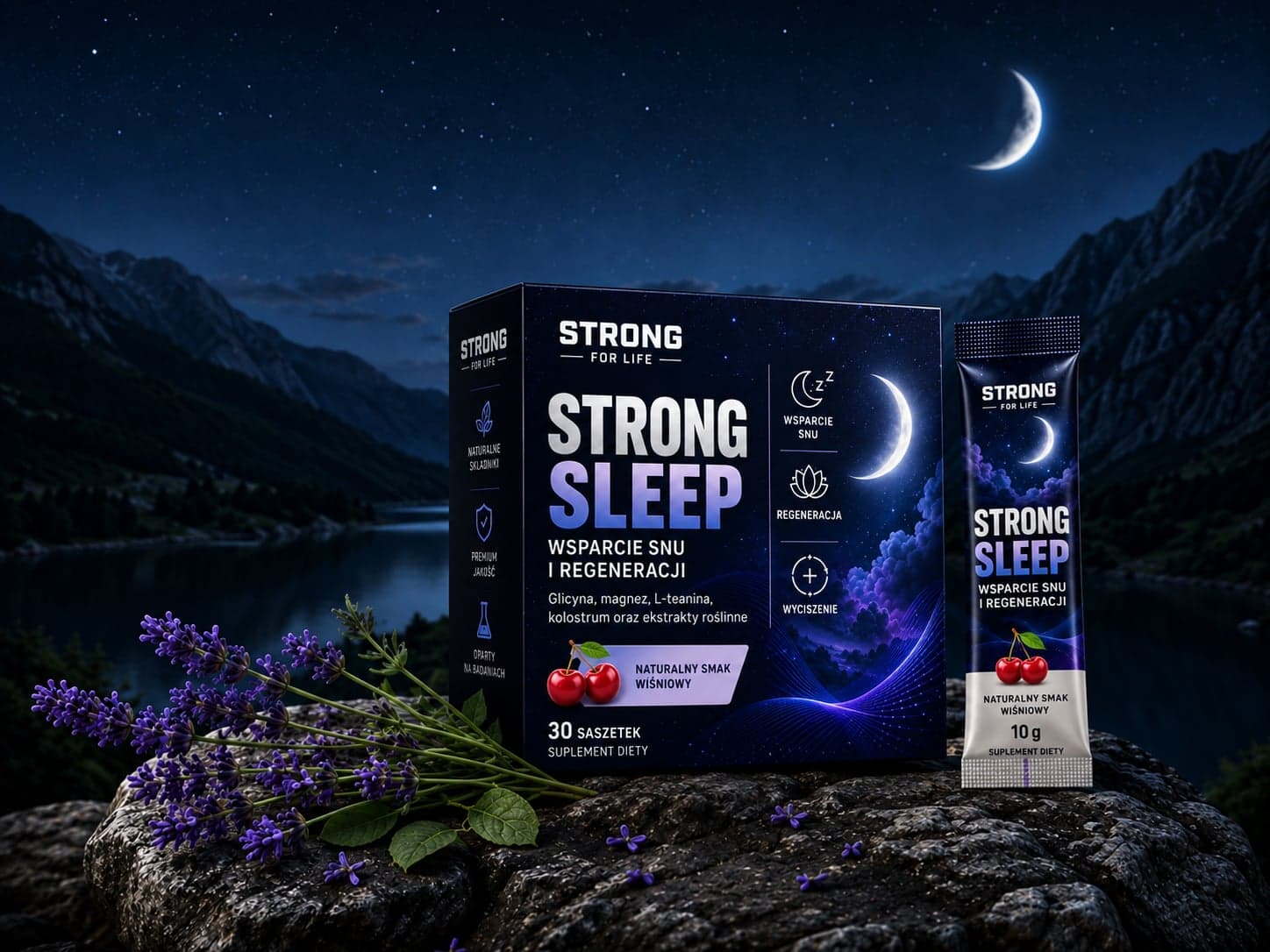 Strong Sleep w nocnym krajobrazie górskim